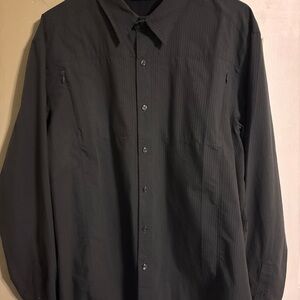 Arc'teryx Men's Dark Gray striped Button Down Shirt #7989 Ridgeline